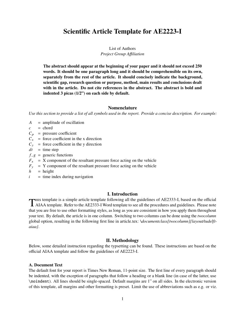 LaTeX Templates for Delft University of Technology Regarding Latex Template Technical Report